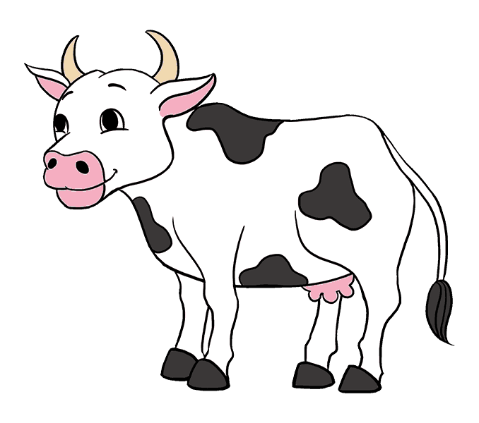 Cách vẽ con bò sữa cute đơn giản dễ thương ngộ nghĩnh cho bé