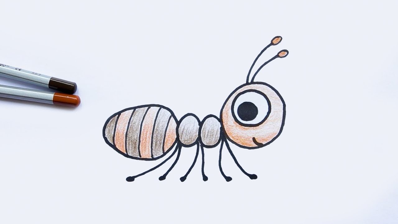 Cách vẽ con kiến đẹp cực kỳ dễ thương cho bé [mẫu hình vẽ kiến]